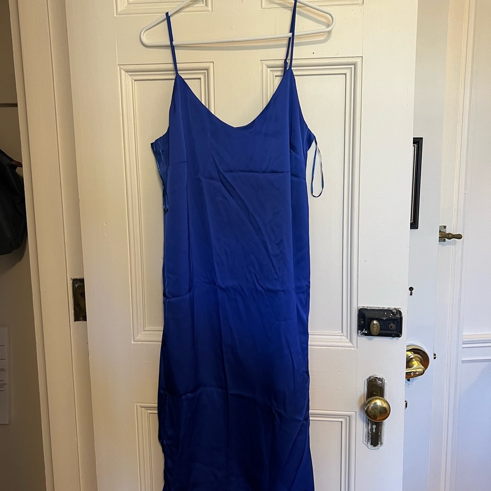 Royal blue satin long dress